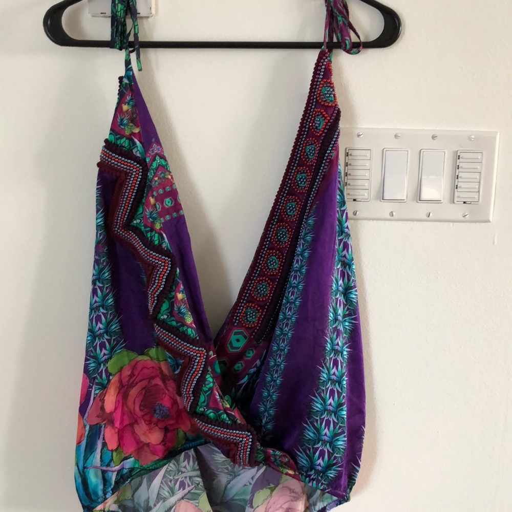 Agua Bendita drape top 100% silk